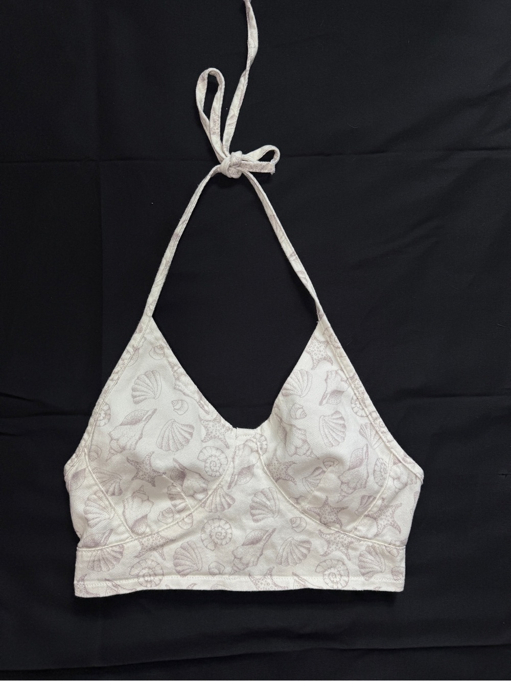 white sea shell-print halter top